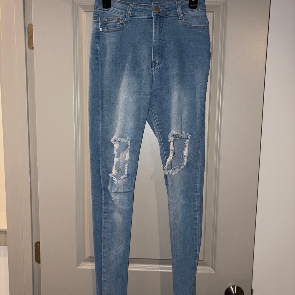 Classic Blue Distressed Skinny Jeans
